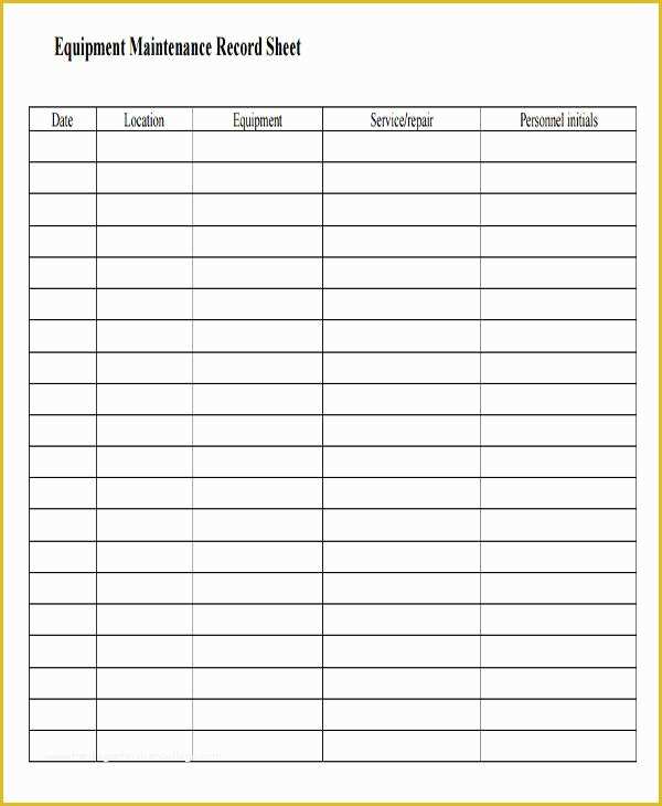 Equipment Maintenance Log Template Free Of 52 Printable Log Sheet Templates