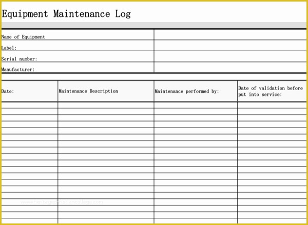 Equipment Maintenance Log Template Free Of Download Equipment Maintenance Log for Free