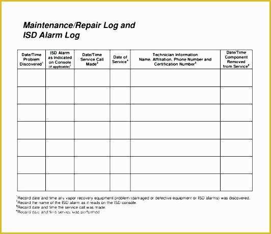 Equipment Maintenance Log Template Free Of Equipment Maintenance Log Template Access Best