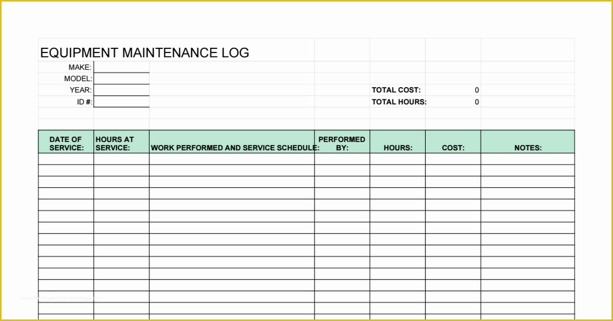 Equipment Maintenance Log Template Free Of Equipment Maintenance Log Template Google Sheets