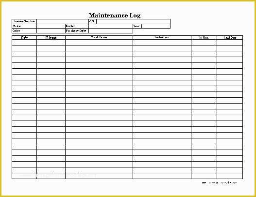 Equipment Maintenance Log Template Free Of Maintenance Log Gallery