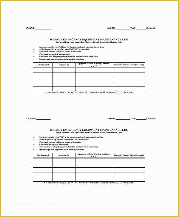 Equipment Maintenance Log Template Free Of Maintenance Log Template 11 Free Word Excel Pdf