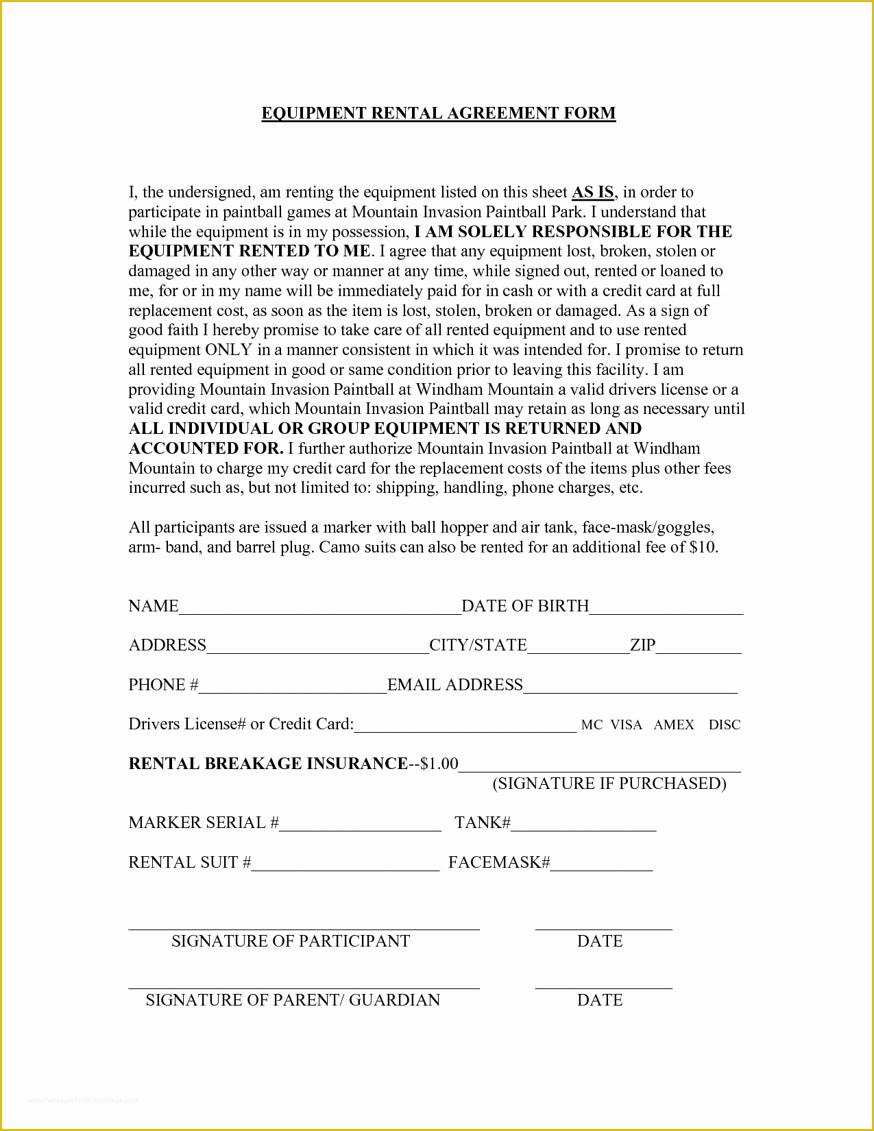 Equipment Rental Contract Template Free Of 10 Best Of Equipment Rental Agreement Template Free