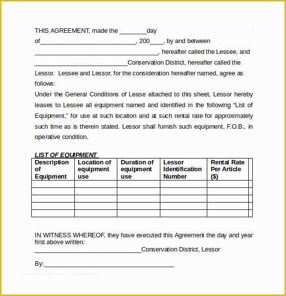 Equipment Rental Contract Template Free Of 7 Equipment Lease Agreement Templates – Samples Examples