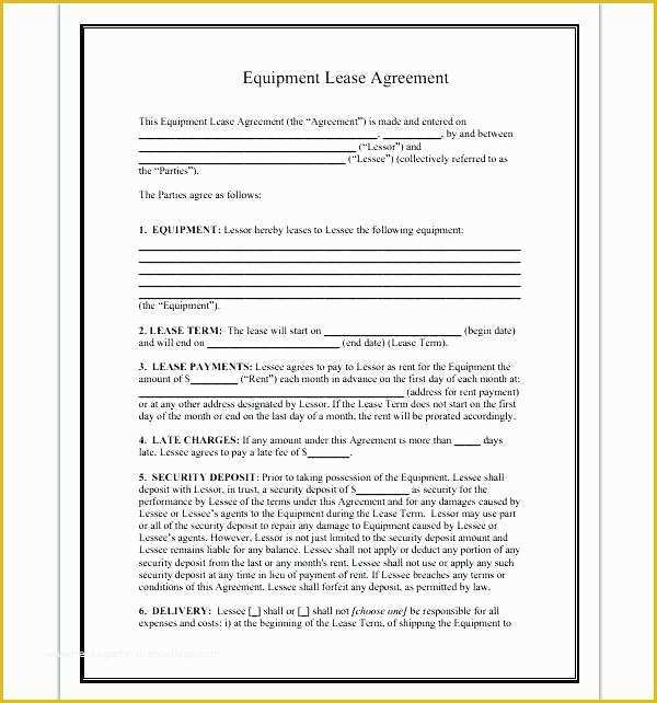 Equipment Rental Contract Template Free Of Lease Contract
