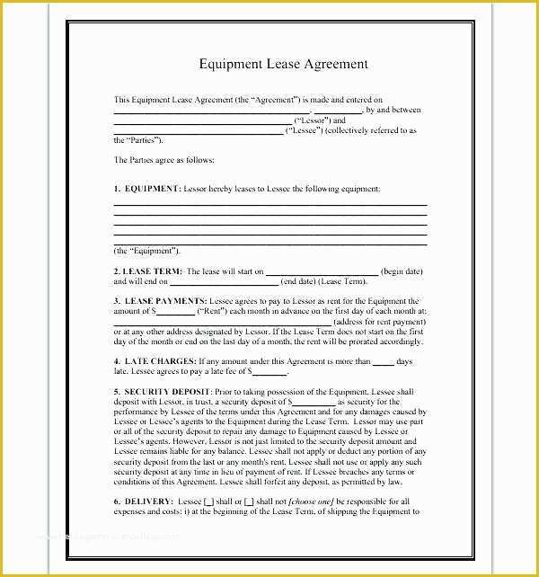 Equipment Rental Contract Template Free Of Lease Contract