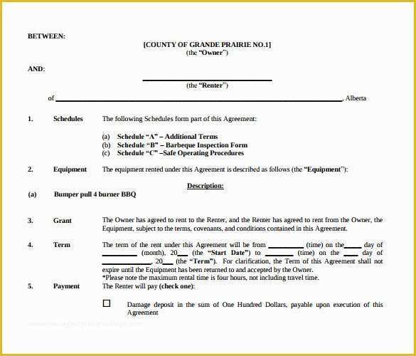 Equipment Rental Contract Template Free Of Sample Equipment Rental Agreement Template 15 Free