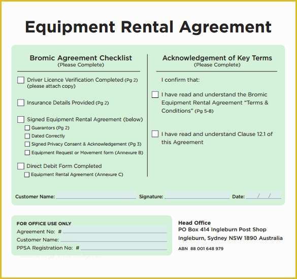 Equipment Rental Contract Template Free Of Sample Equipment Rental Agreement Template 9 Free