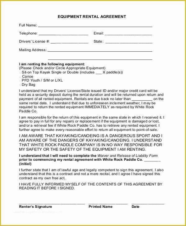 Equipment Rental Contract Template Free Of Simple Rental Agreement form 12 Free Documents In Pdf