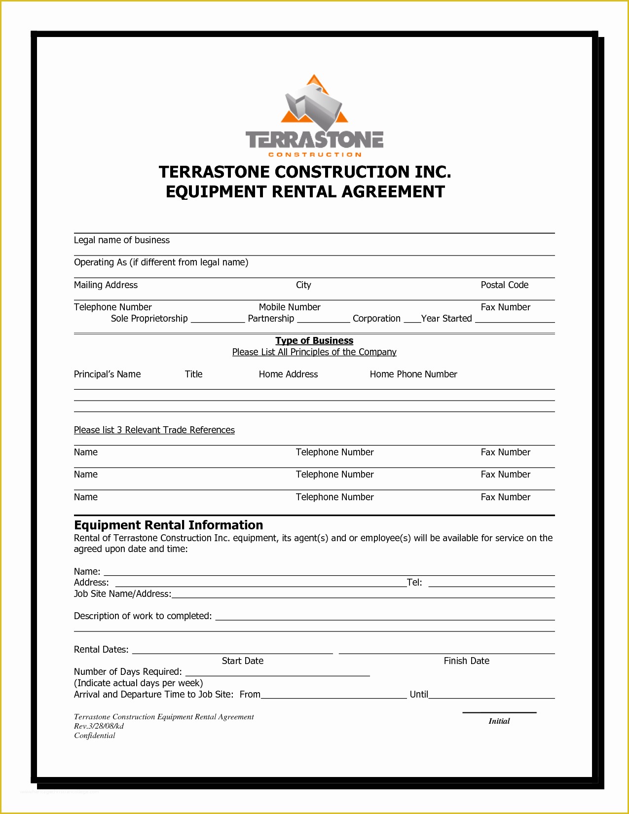 Equipment Rental Contract Template Free Of tool Rental Agreement