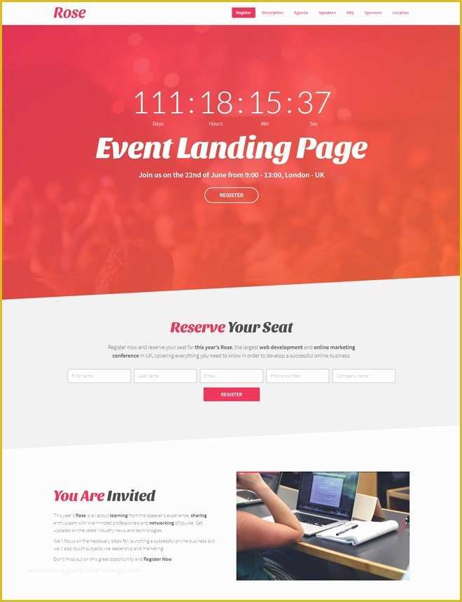 Event Landing Page Template Free Of HTML Landing Page Templates Inovatik