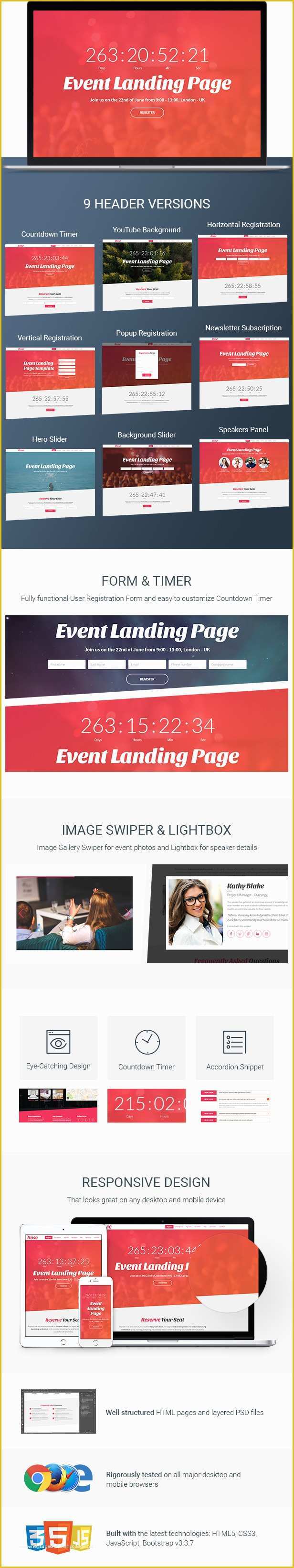 Event Landing Page Template Free Of Rose event Landing Page Template by Inovatikthemes