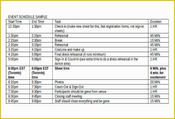 Event Planning Schedule Template Free Of 13 event order Templates – Free Sample Example format