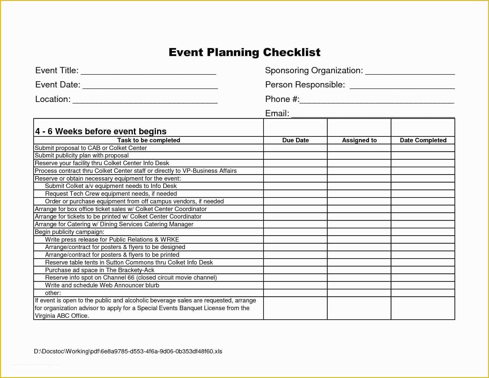Event Planning Schedule Template Free Of event Checklist Template Excel