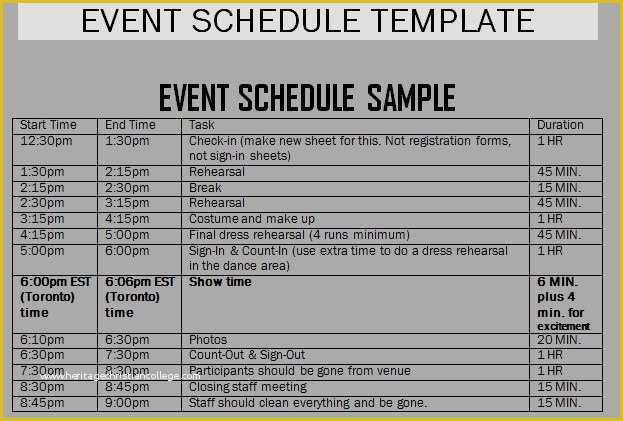 Event Planning Schedule Template Free Of event Schedule Templates Word Excel Samples