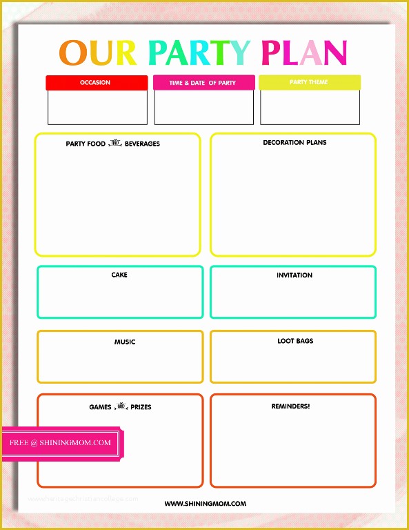 Event Planning Schedule Template Free Of Free Printable Party Planning Template