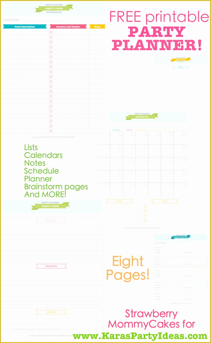 Event Planning Schedule Template Free Of Kara S Party Ideas Free Printable Party Planner