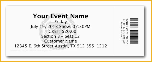 Event Ticket Template Free Download Word Of Ticket Template Microsoft Word Free Download the Best