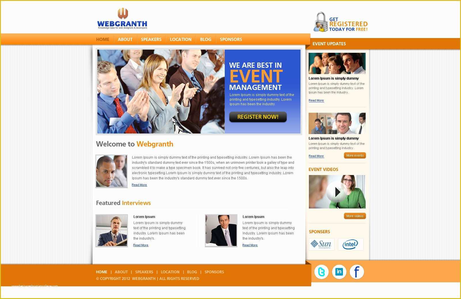 Event Website Template Free Of event Management Psd Template Free Download Psd Website