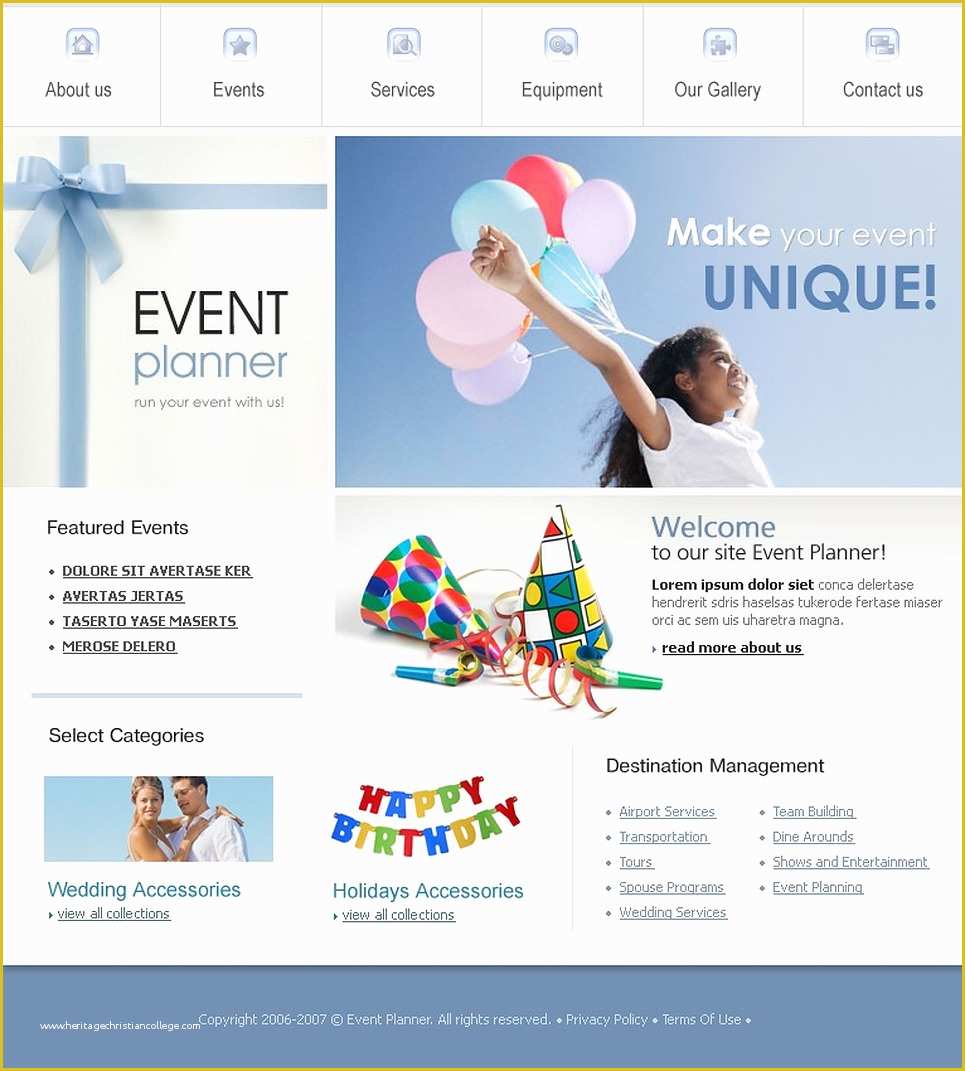 Event Website Template Free Of event Planner Website Template