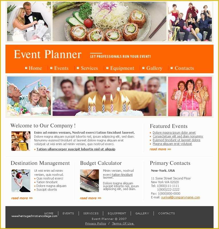 Event Website Template Free Of event Planner Website Template