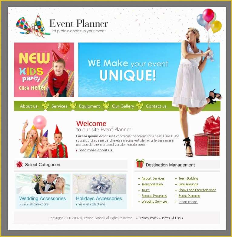 Event Website Template Free Of event Planner Website Template