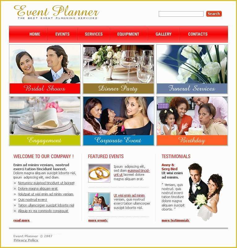 Event Website Template Free Of event Planner Website Template