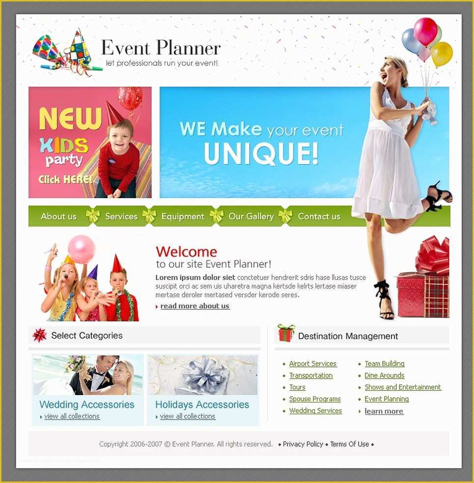 Event Website Template Free Of event Planner Website Template
