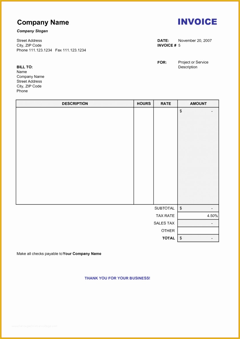 Excel Bill Template Free Of 8 Billing Invoice Samples Blank