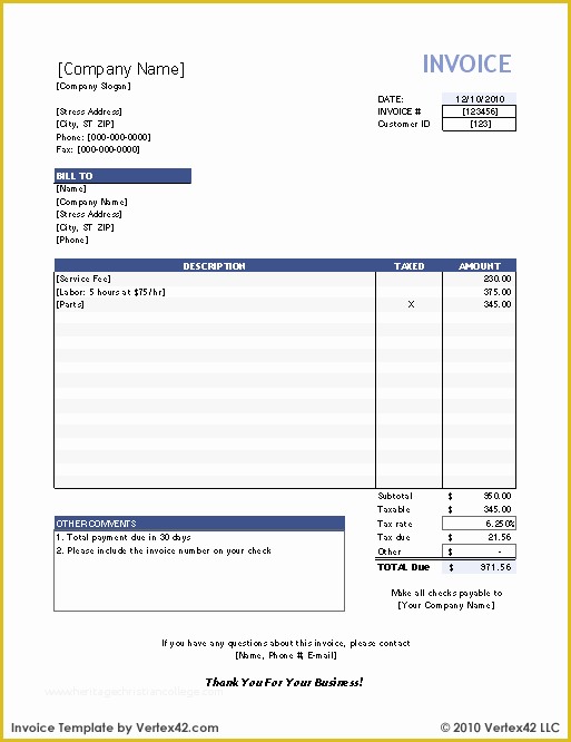 Excel Bill Template Free Of Free Invoice Template for Excel