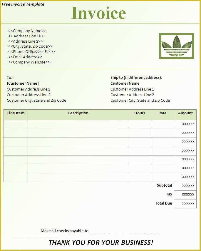 Excel Bill Template Free Of Invoice Template Excel Free