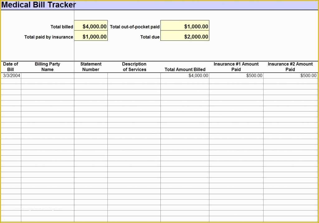 Excel Bill Template Free Of Medical Bill Template