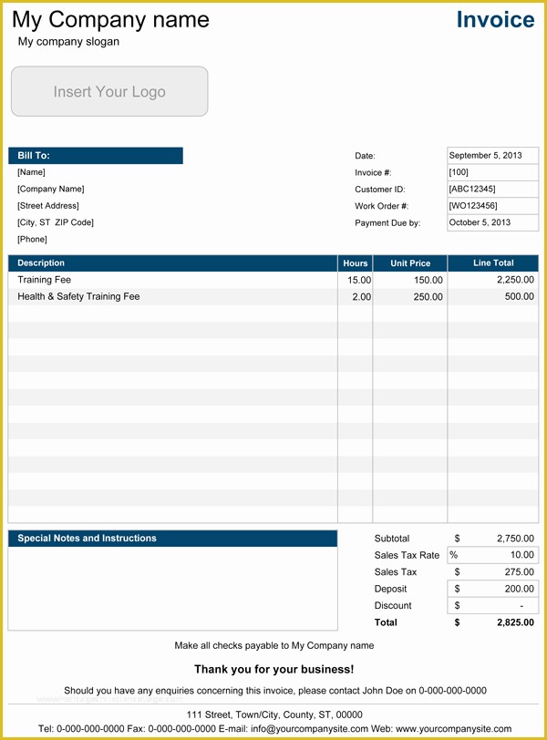 Excel Bill Template Free Of Service Invoice Templates for Excel