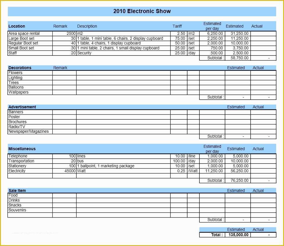 Excel Budget Template Free Of event Bud Template Excel 2010