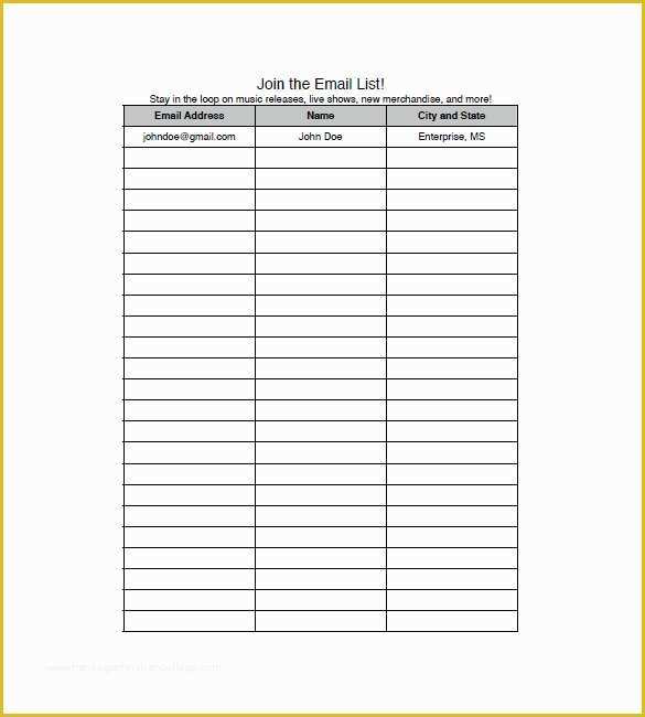 Excel List Templates Free Of Email List Template 10 Free Word Excel Pdf format