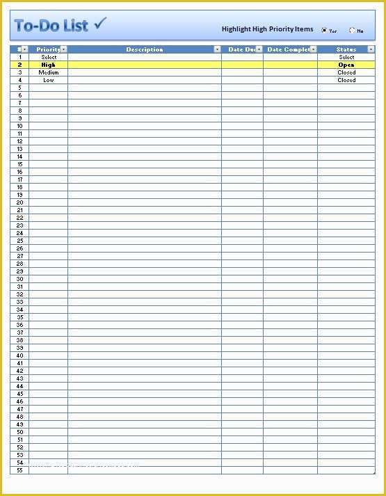 Excel List Templates Free Of Free Excel to Do List Template Download