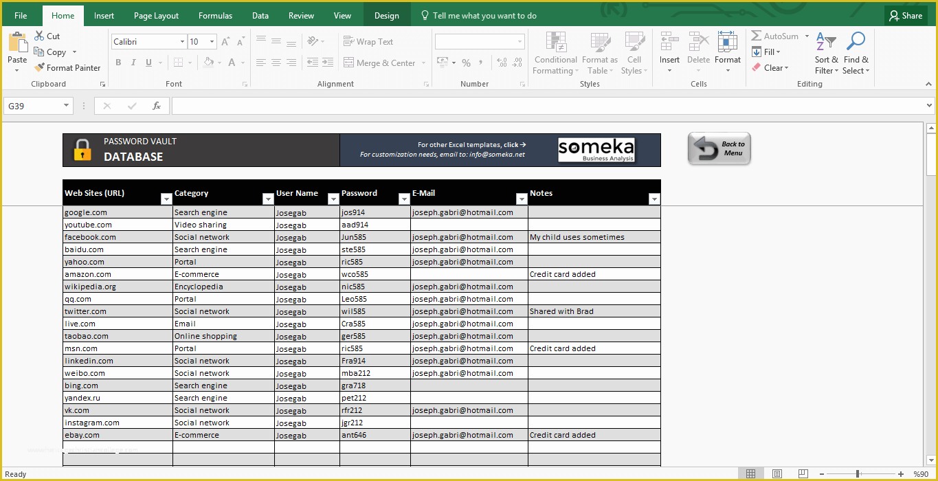 Excel List Templates Free Of Password Keeper Free Password List Template In Excel
