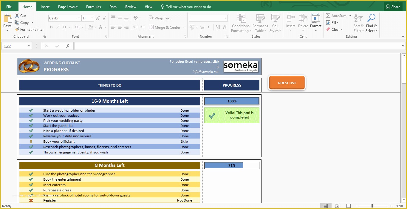 Excel List Templates Free Of Wedding Checklist Excel Template for Wedding Planning