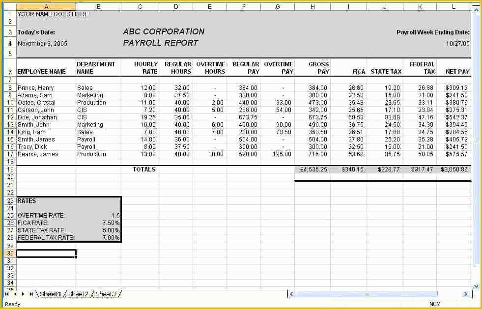 Excel Payroll Calculator Template Free Download Of 6 Payroll Excel Sheet