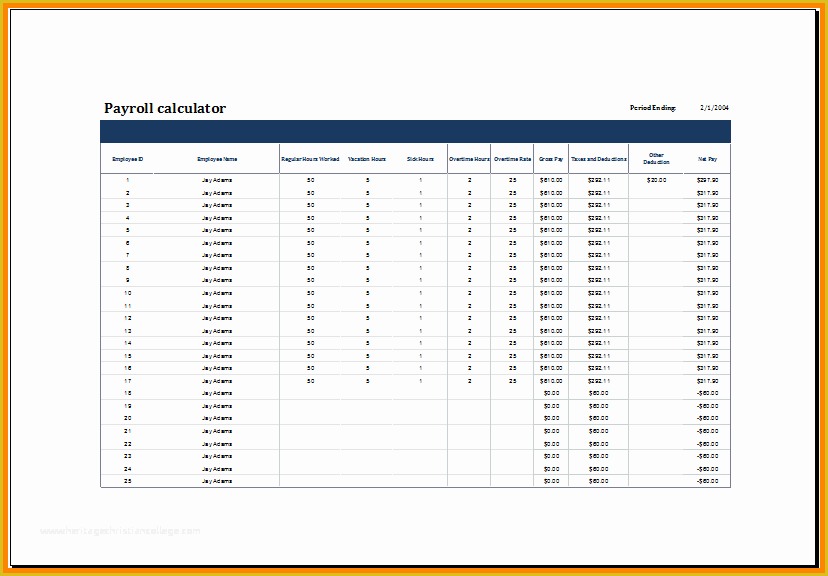 Excel Payroll Calculator Template Free Download Of 7 Excel Payroll Template 2015