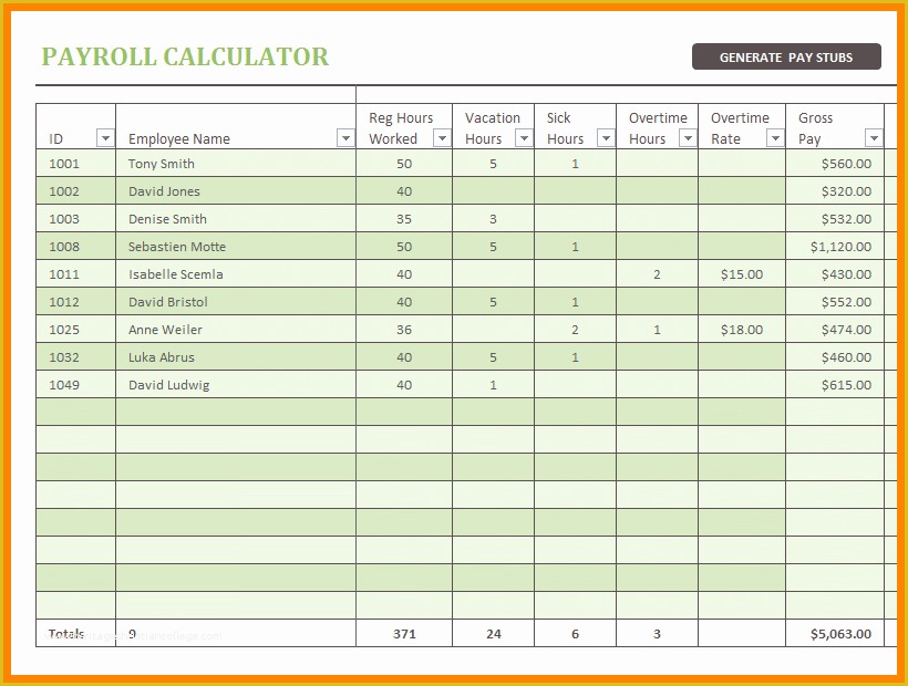 Excel Payroll Calculator Template Free Download Of 9 Payroll Excel Spreadsheet Free