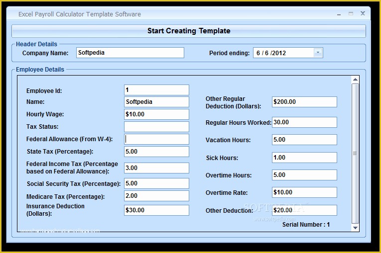 Excel Payroll Calculator Template Free Download Of Download Excel Payroll Calculator Template software 7 0