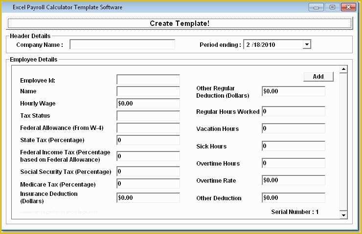 Excel Payroll Calculator Template Free Download Of Excel Payroll Calculator Template software Ware