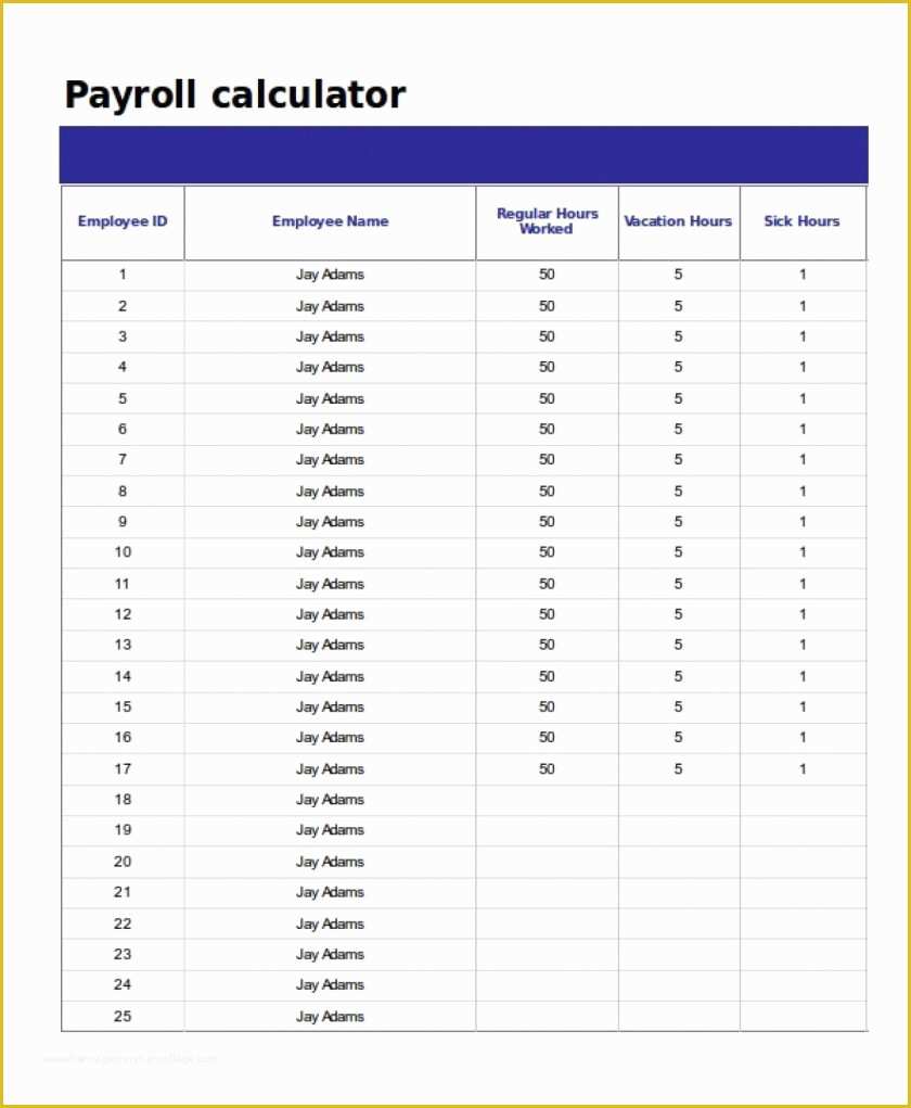 Excel Payroll Calculator Template Free Download Of Payroll Spreadsheet Template Excel Delivery Calculator