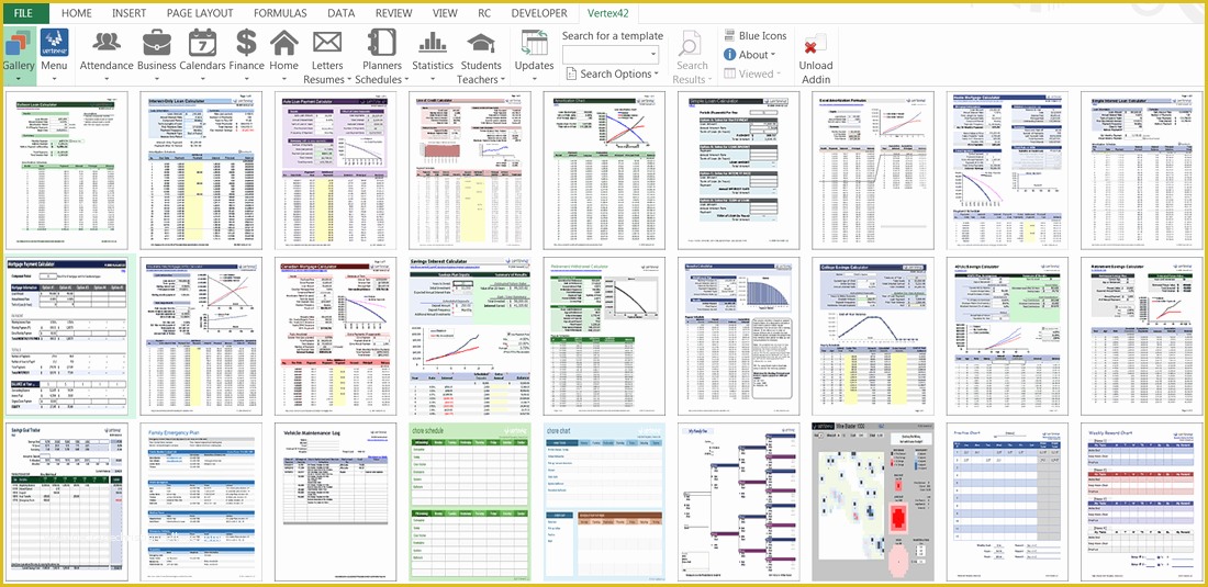 Excel Vba Templates Free Download Of Vertex42 Template Gallery Excel Addin Powered by Ribbon