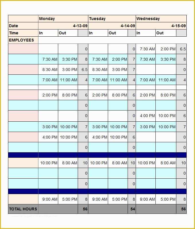 Excel Work Schedule Template Free Of Collection Staff Work Schedule Template S Daily