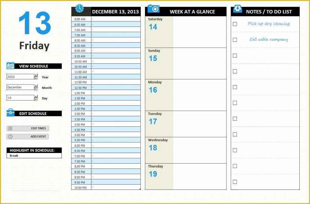 Excel Work Schedule Template Free Of Daily Work Schedule Template Excel