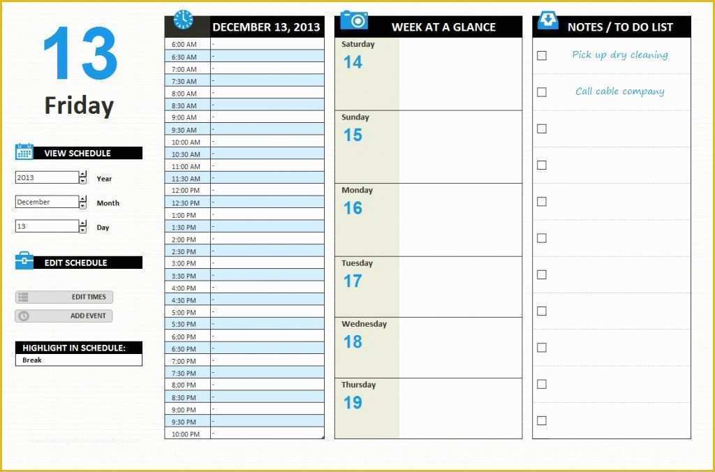 Excel Work Schedule Template Free Of Daily Work Schedule Template Excel
