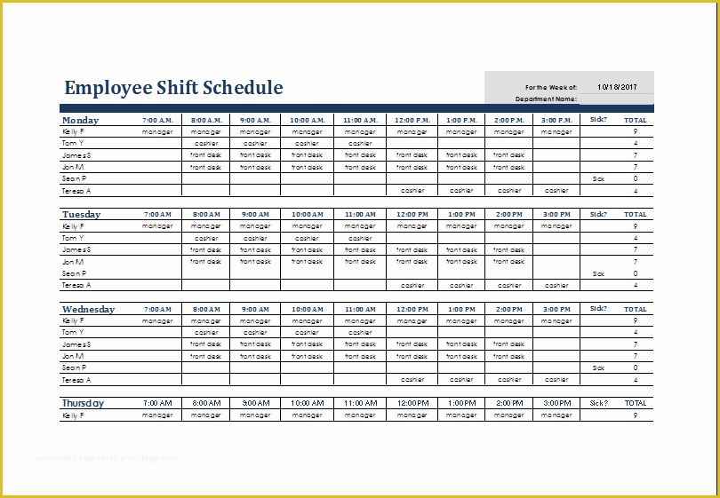 Excel Work Schedule Template Free Of Excel Shift Schedule Template