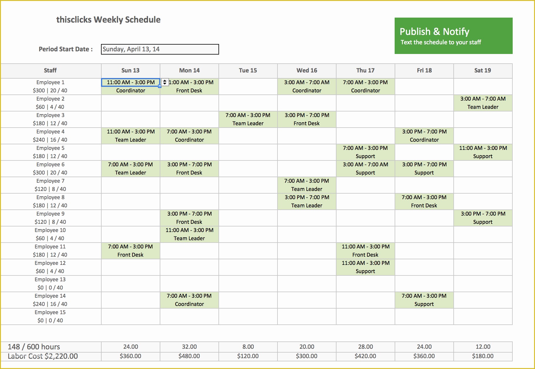 Excel Work Schedule Template Free Of Free Excel Template for Employee Scheduling